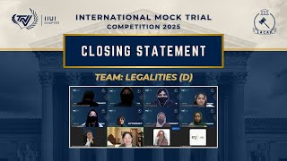 Closing Statement | Defence Attorney | International Mock Trial Competition 2025