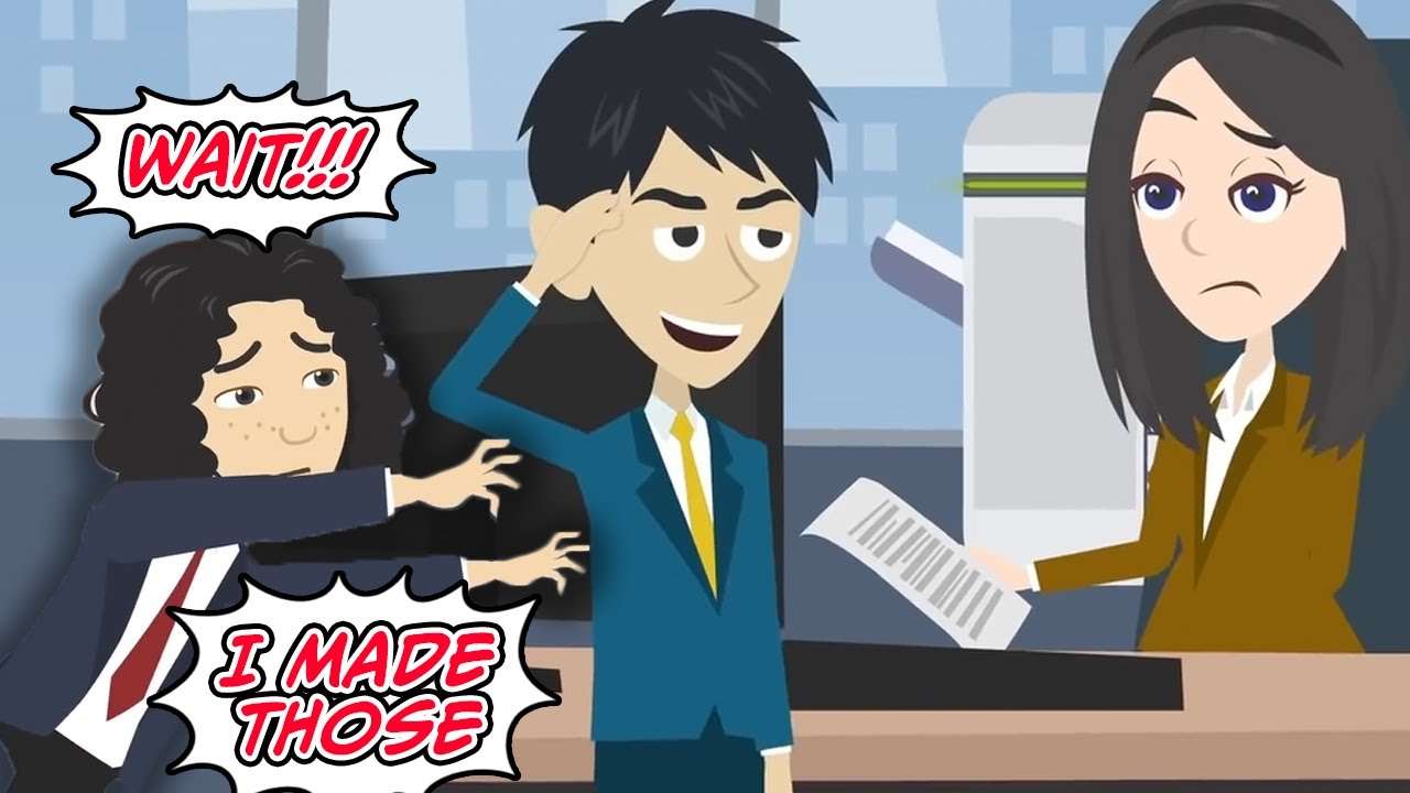 Мой коллега взял мои материалы и показал их нашему боссу, сказав, что он сделал это [Текст + Аним...