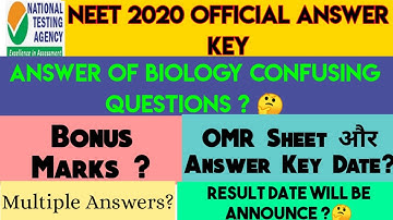 Neet 2020 official answer key released, Neet 2020,answer key