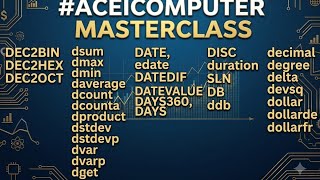 ACEICOMPUTER dsum, dmax, dmin, daverage, dcount, dcounta, dproduct, dstdev, dstdevp, dvar dvarp dget