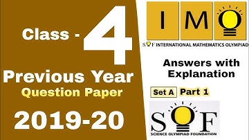 IMO Class 4 Question paper 2019-20 set A International Mathmatics Olympiad