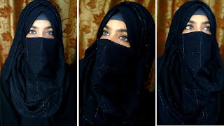 Black Hijab With Layers And Niqab Black Hijab Look