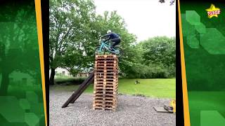 Spectacular Stunt in Scotland: Danny MacAskill hops his bike onto wood pallets stacked 18 high screenshot 1