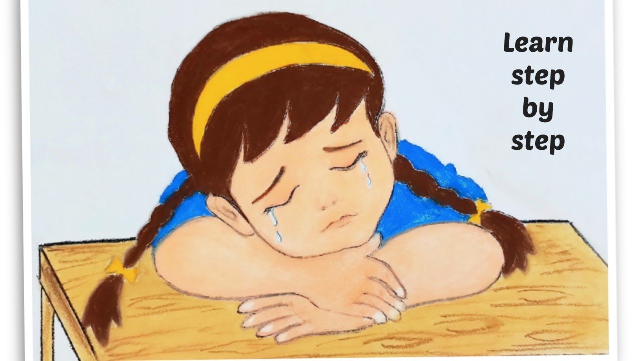 Sad Girl! Easy Drawing Step By Step! Crying A Little Girl!