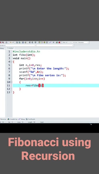 Fibonacci series using recursion in c|fibonacci program in c - YouTube