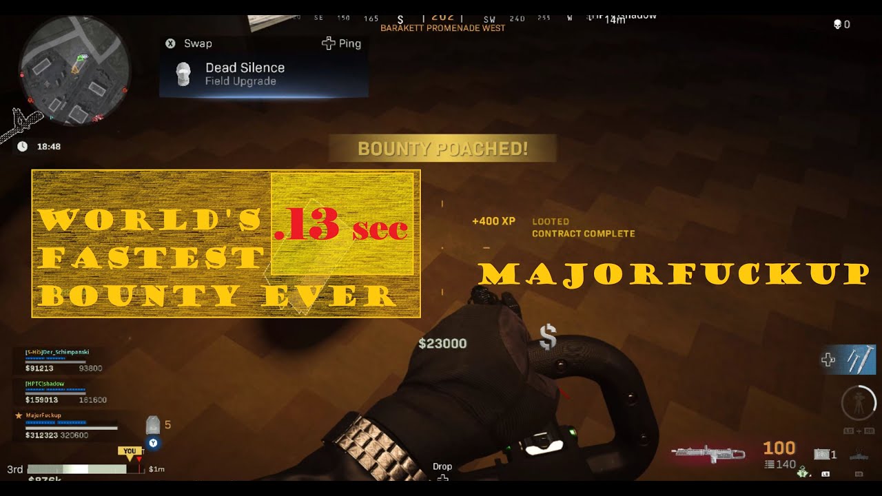 MajorFuckup Warzone World's Fastest Bounty Contract Ever Short Version