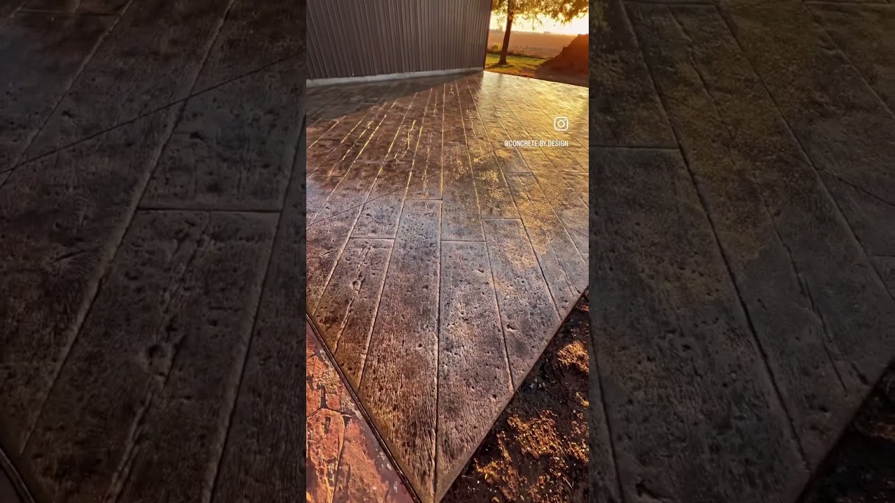 Barn board stamped concrete 