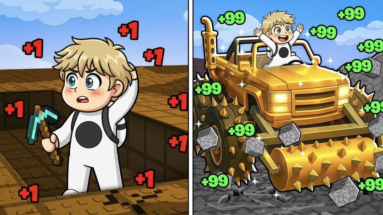 $1 Pickaxe vs $100000 Mining Car in Roblox