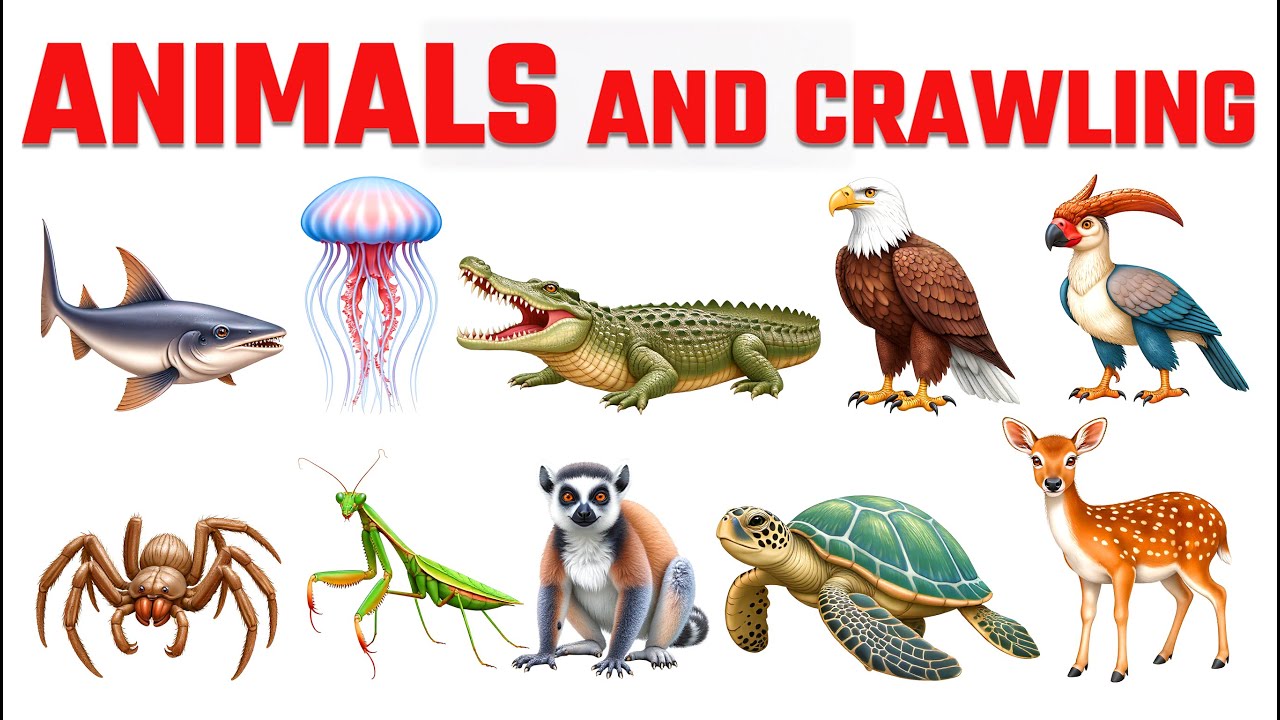 Learn 25 Sea Animals, Bugs and Insects 🌊 Creepy Crawly Friends 🐞Bowmouth guitarfis, Crab, Hedgehog