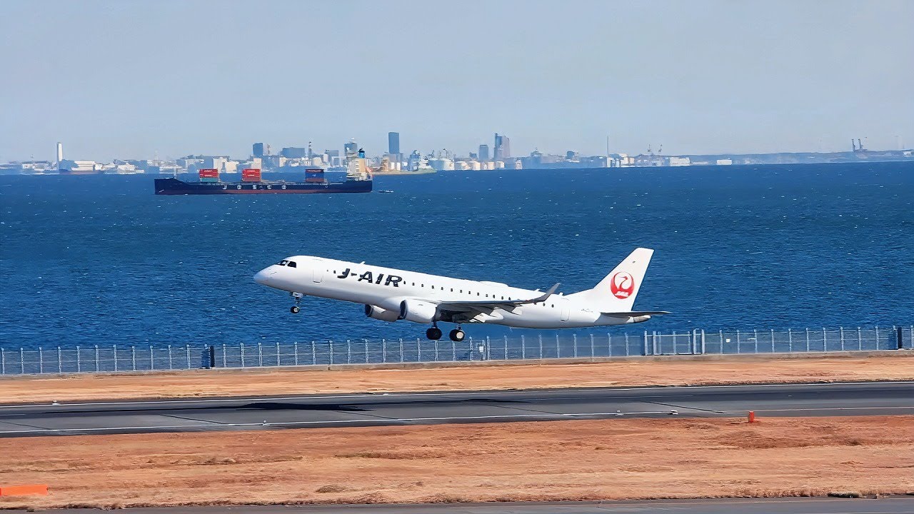 J-AIR エンブラエル ERJ-190 1/100 J-AIR・JA251J エンブラエルERJ190-100離陸・羽田空港・2026/1/6 - YouTube