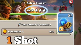 One Shot Max Golem Quarry in Clan Capital | Default Layout 