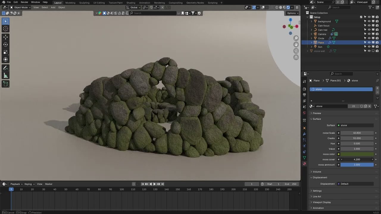 Procedural Stone Wall Generator in Blender (Geometry Nodes) |  Demo 