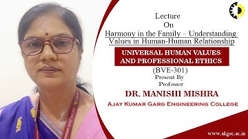 HARMONY IN THE FAMILY – UNDERSTANDING VALUES | UHVPE | LECTURE 01 BY DR MANISHI MISHRA | AKGEC
