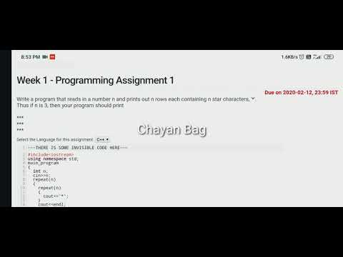 NPTEl | An Introduction To Programming Through C++ | Assignment 1 Programming 1 | 2020