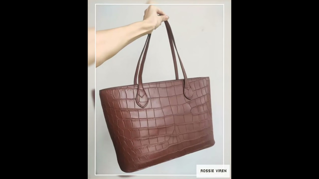 Womens Genuine Crocodile Skin Leather Large Shopper Tote Bag