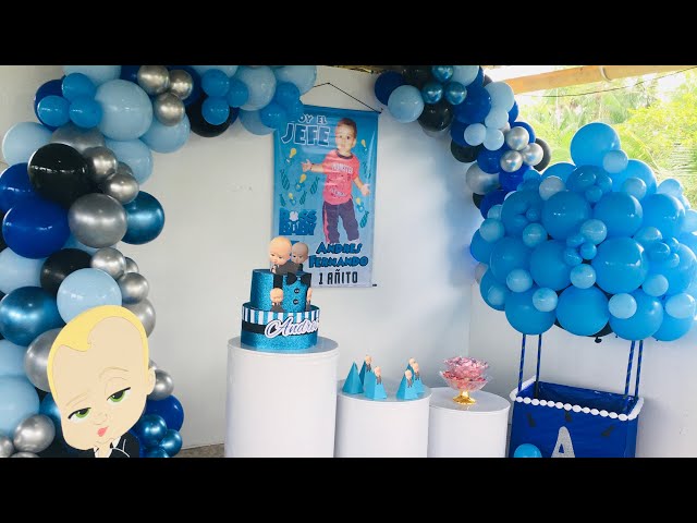 Decoraciones de fiesta de segundo cumpleaños de jefe azul y negro para  niño, temática de jefe, decoraciones de cumpleaños de bebé de 2 años