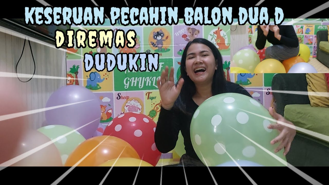 Diremas dudukin balon warna warni sampai pecah#poping_balloons#balonulangtahun#balonwarnawarni