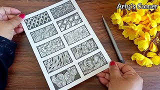 10 zentangle patterns || 10 Doodle Patterns, Zentangle Patterns, Mandala Patterns
