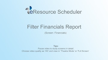Filter Financials Report – eRS Resource Allocation Software