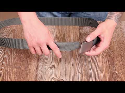 Практичний чоловічий ремінь з металевою пряжкою з текстилю 20597 Vintage Сірий, видео 1