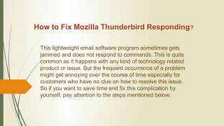 1-888-236-5856 : 5 Easy Tips to Fix Mozilla Thunderbird is Not Responding Issue