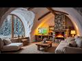 Warm Fireplace While Snow Falls Outside | Pure Nature Sounds for Deep Sleep