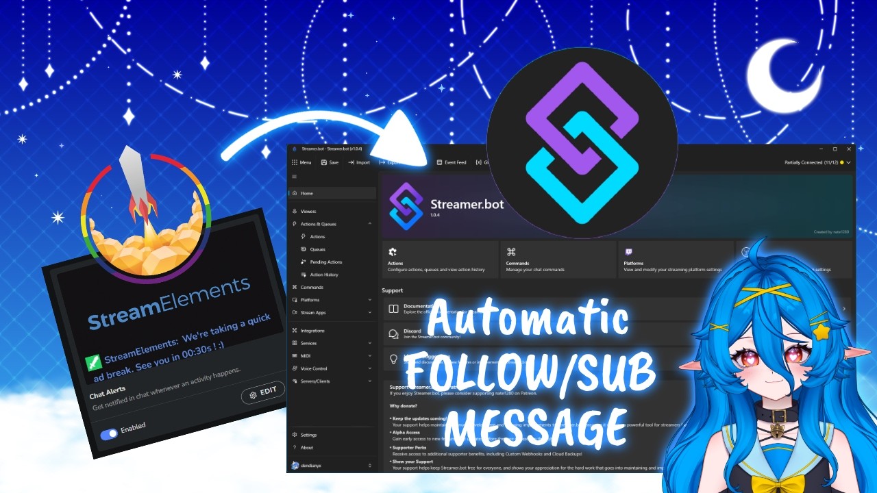 ᛝ TUTORIAL ᛝ │ STREAMERBOT │ Automatic message when you get a follow ...
