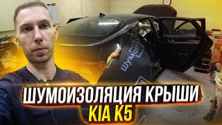 Шумоизоляция крыши KIA K5. Одновременно и простая и сложная крыша.