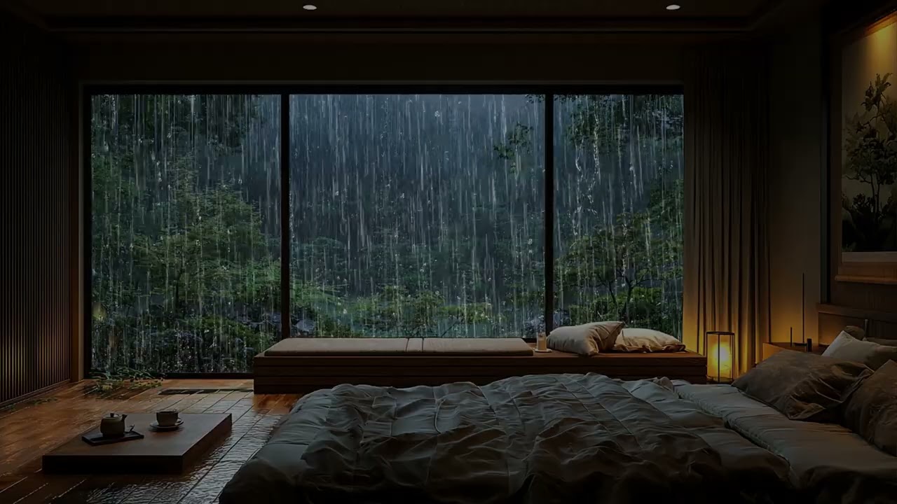 🎶 Panoramic Window & Pond Rain Sounds | Deep Sleep Ambience