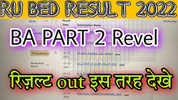 Rajasthan University ba part 2 result 2022 ba Revel result 2022 / 2end yr result jaari