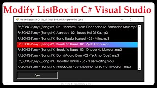 Modify ListBox in C# Visual Studio By Rohit Programming Zone