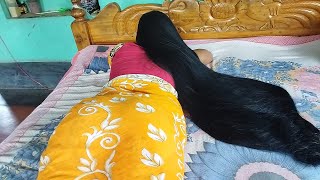 Slipped Time Silky & Smooth Long Hair Bun Open Long Hair Play | Gorgeous Long Hair Play For Husband