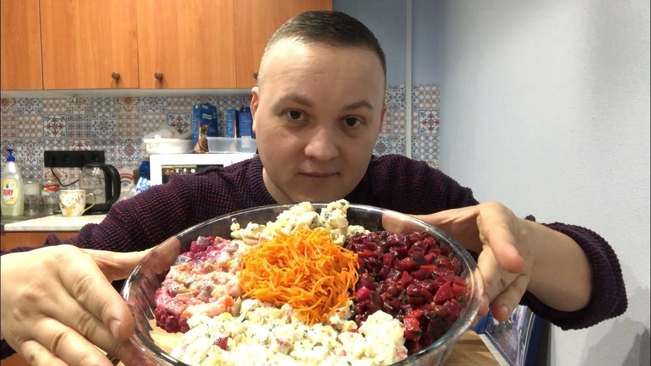 Новогодние салаты МУКБАНГ mukbang