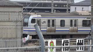 回送列車で運転されたE257系M-105編成は入場し、横須賀線E217系Y-48編成は、全車廃車置場へ移動していた、長野総合車両センター。