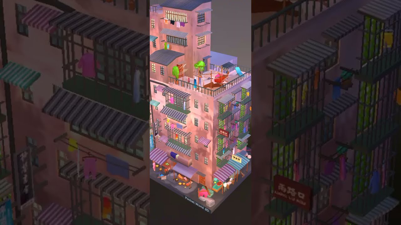 Pocket World 3D - Kowloon Walled City - Rear Tenement Blocks