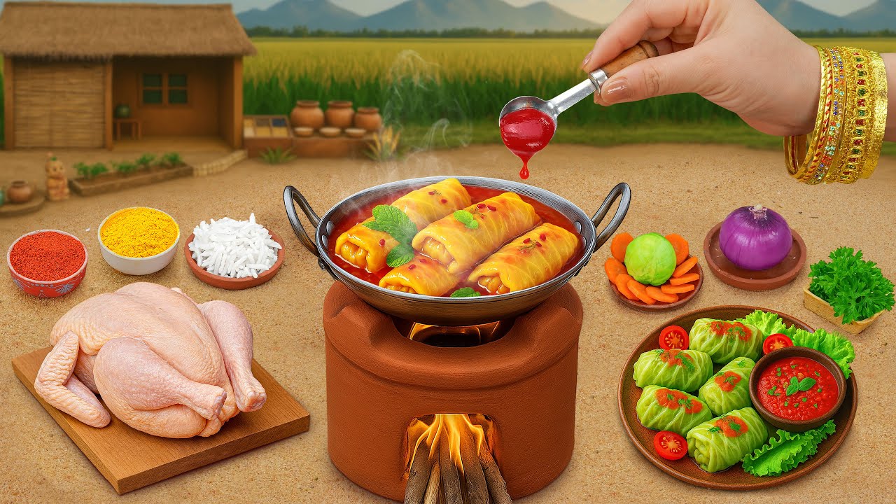 Stuffed Cabbage Rolls Recipe🥬Miniature Cooking Yummy Meat Wrapped Cabbage😋Tara Mini Food