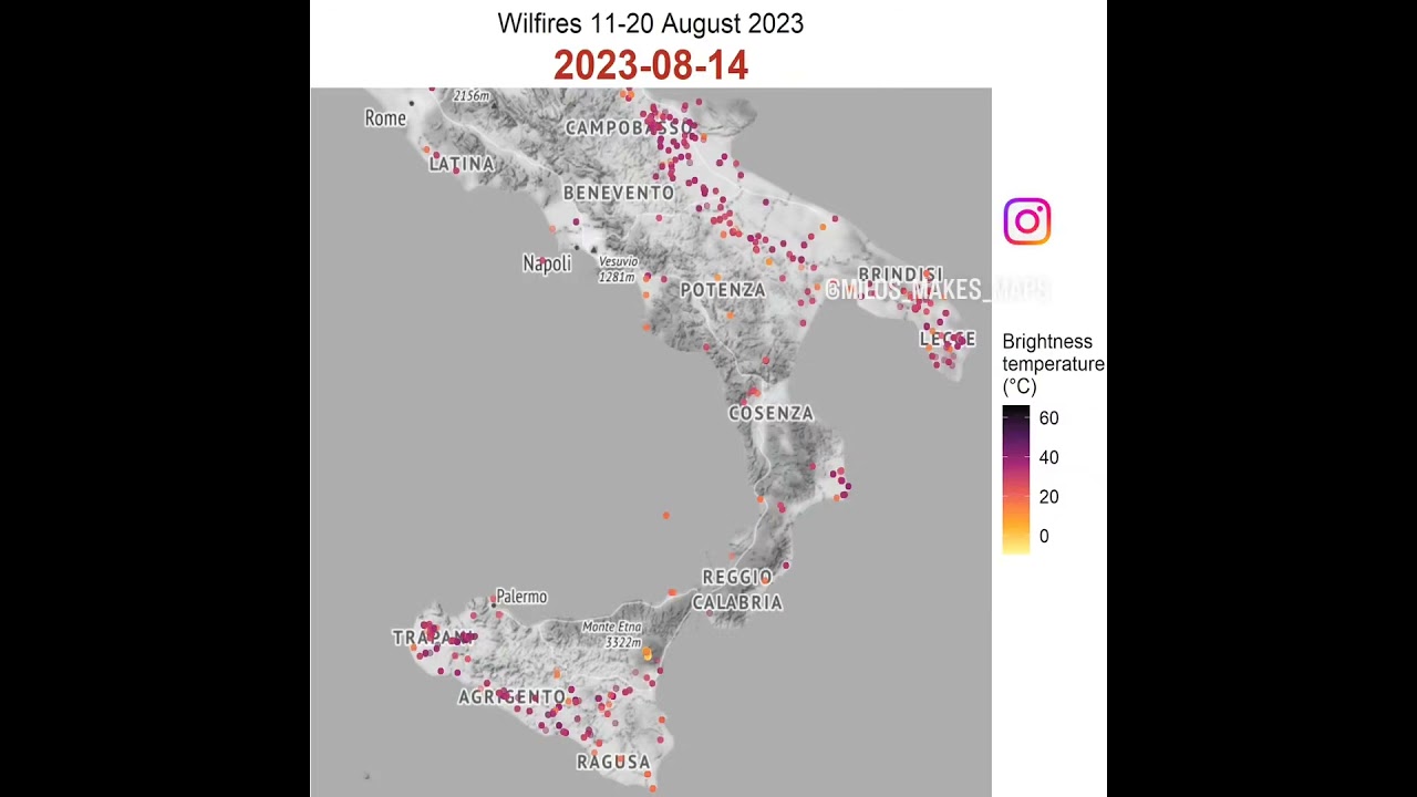 🔥Wildfires in southern Italy🇮🇹 in the last 10 days!🔥 
