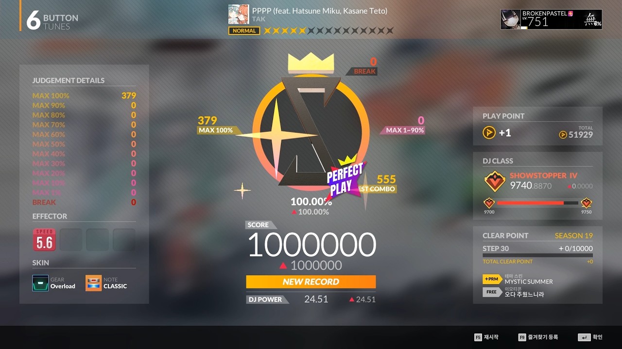 DJMAX RESPECT V] PPPP (feat. Hatsune Miku, Kasane Teto) 6B NM 5