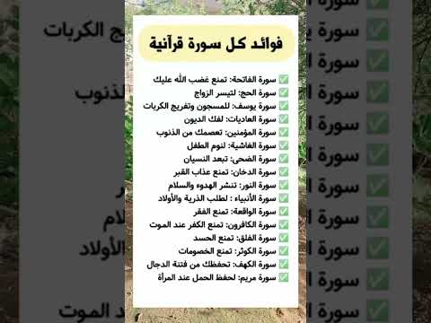فوائد كل سورة قرءانية ❤️❤️✍️📗