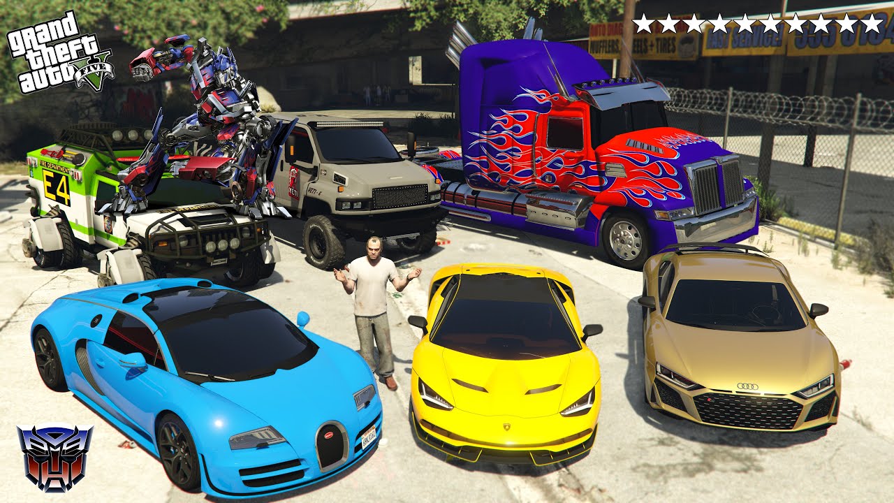 GTA 5 - Trevor Stealing TRANSFORMERS Movie Cars in GTA 5 😱! (Real Life Cars 