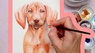 Vizsla Puppy Dog Watercolor Pet Portrait Tutorial screenshot 5