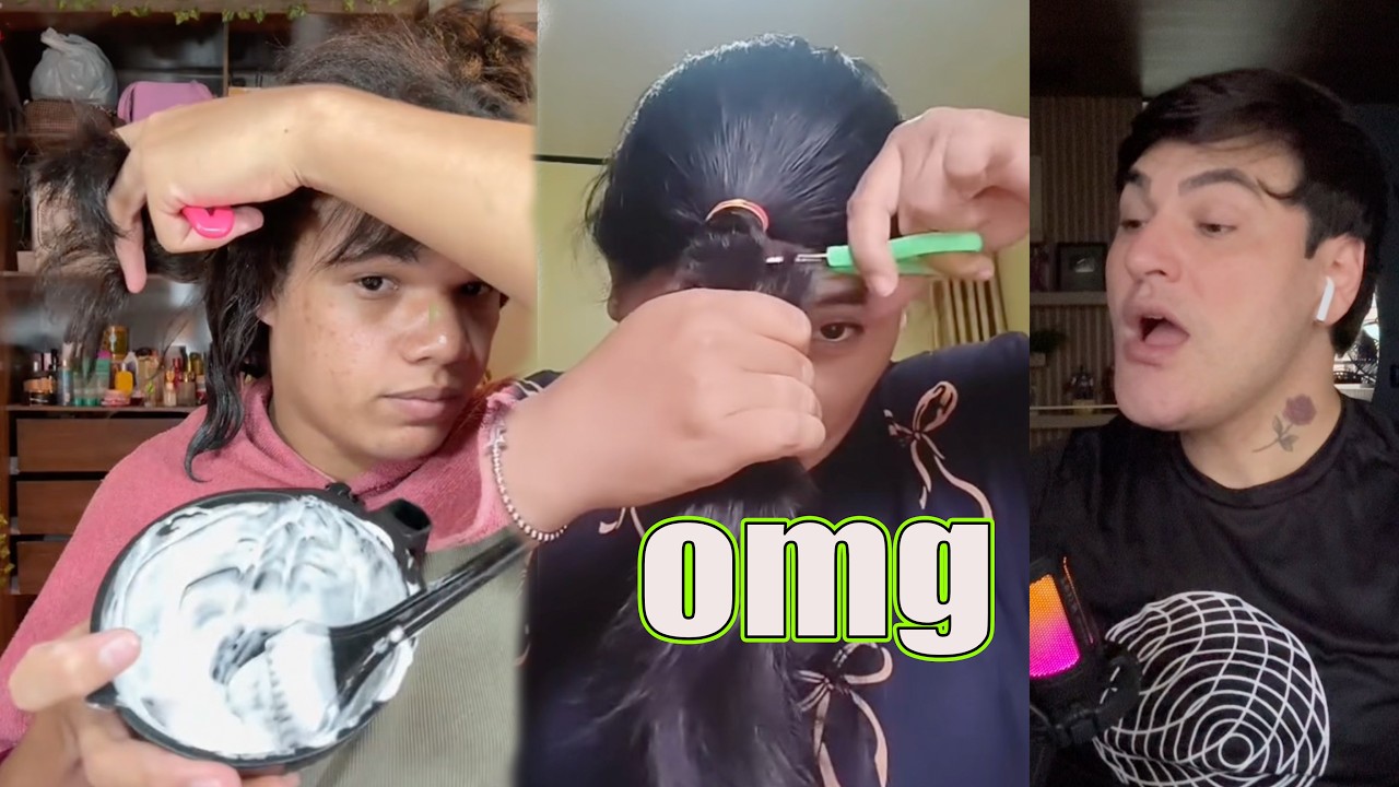 DESCOLORINDO PRA TIRAR O PRETO DO CABELO E CORTANDO O CHARUTÃO COM TESOURA ESCOLAR