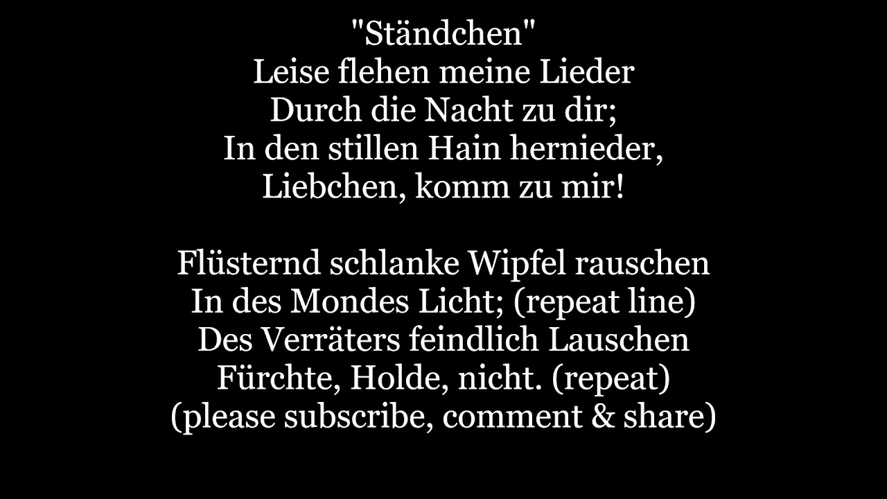 Ständchen Lyrics Words Schubert Schwanengesang German lied Leise flehen