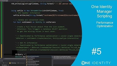 One Identity Manager | Scripting #5 | The API - Performance Optimization