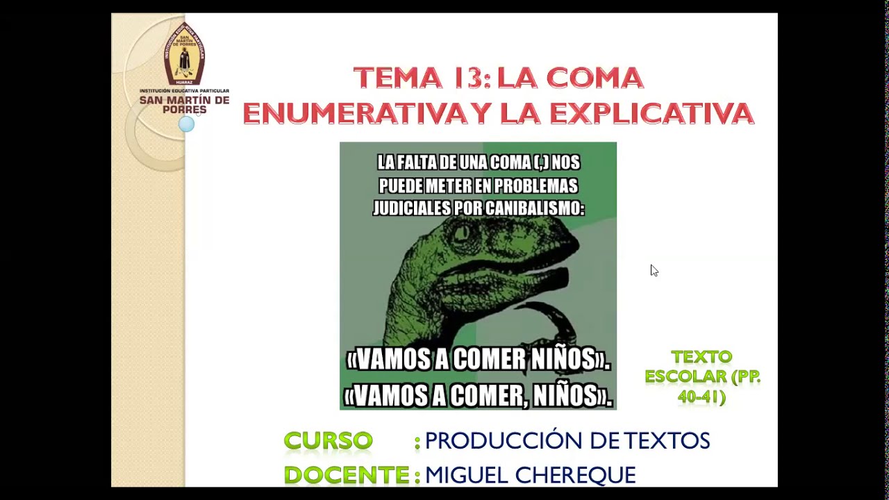 TEMA 13 LA COMA ENUMERATIVA Y LA EXPLICATIVA YouTube