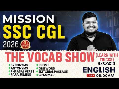SSC CGL English Classes 2026 | SSC CGL English Vocabulary Classes - 09 | English by Bhragu Sir