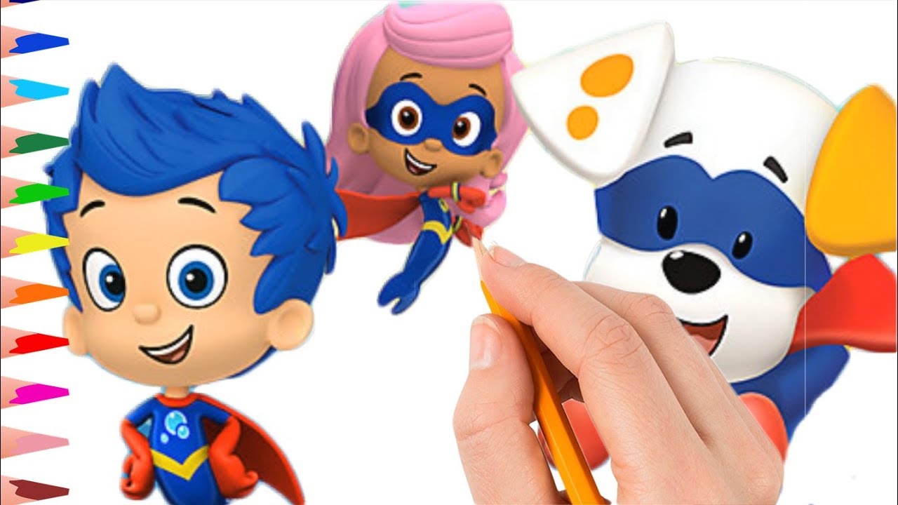 How to Draw Bubble Guppies Super Guppies Coloring Pages Videos