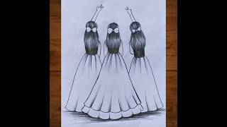 How to draw three girls best friends 💞 drawing #bestfriend #shorts #sketch