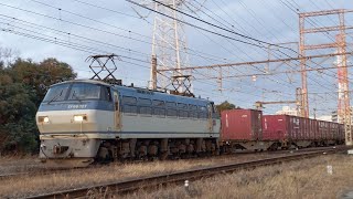 【豪快なジョイント音！】JR貨物 EF66 127号機+コキ23B 吹A11仕業[66レ] 東京タ行 八丁畷〜川崎新町間通過！