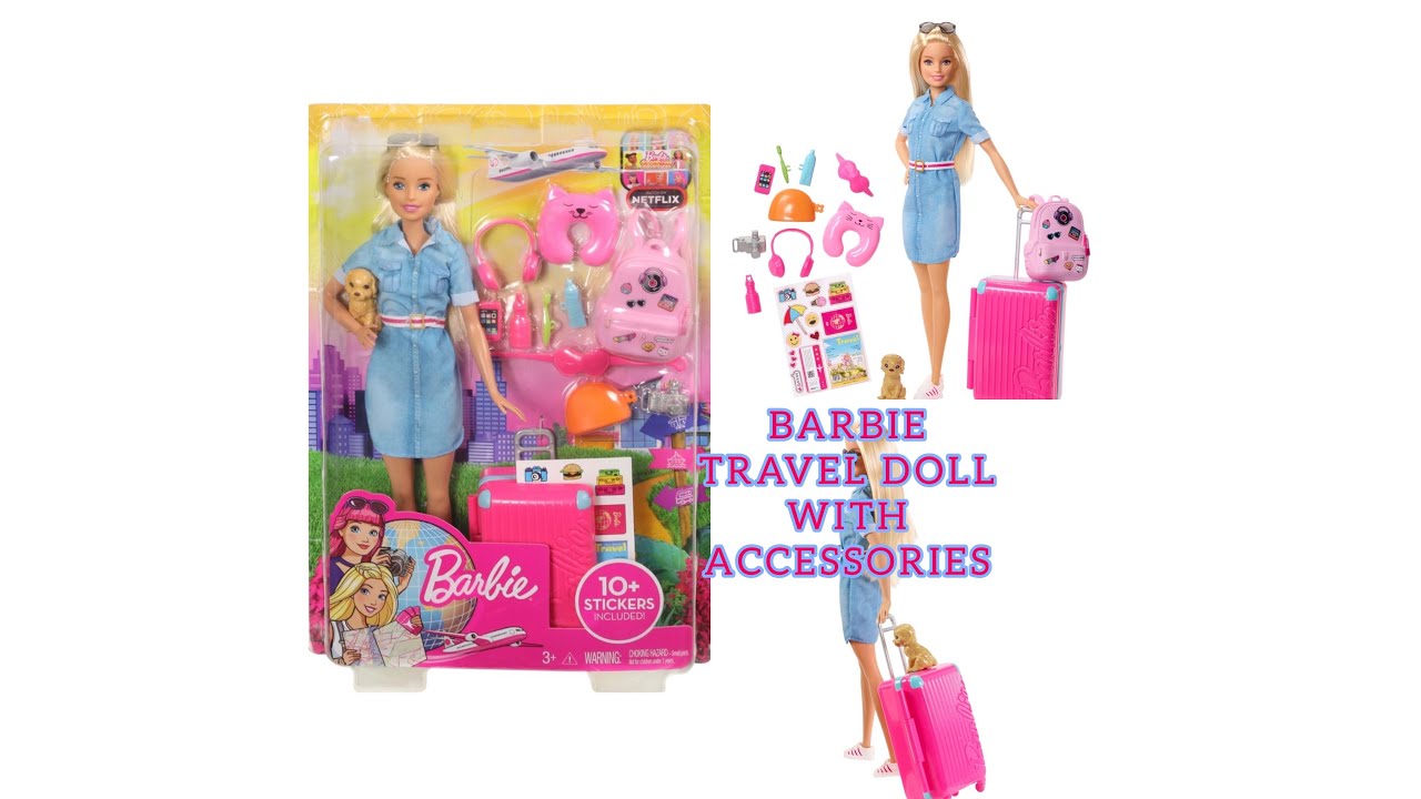 Barbie travel doll with accessories unboxing video best gift for girls
